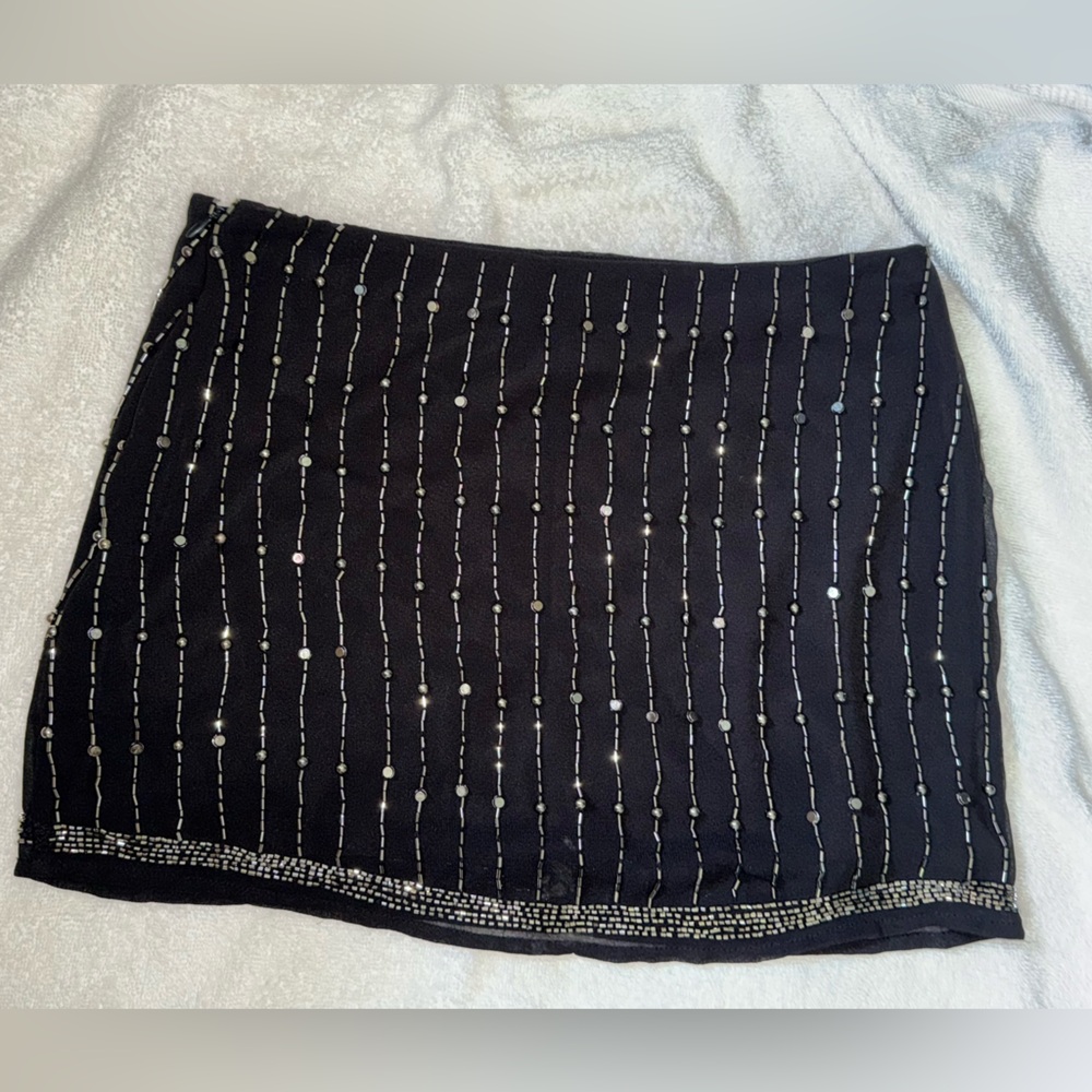 Forever 21 Vintage Black Beaded Mini Skirt